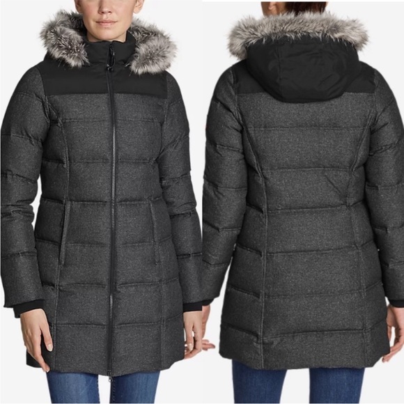 Eddie Bauer Jackets & Blazers - Eddie Bauer Gray Long Down Winter Hooded Coat 
Women's Gray Puffer